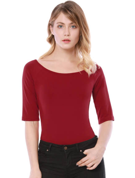 Allegra K- Half Sleeves Fitted Layering T-Shirt