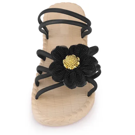 Allegra K - Gold Sunflower Decor Espadrille Flat Sandals