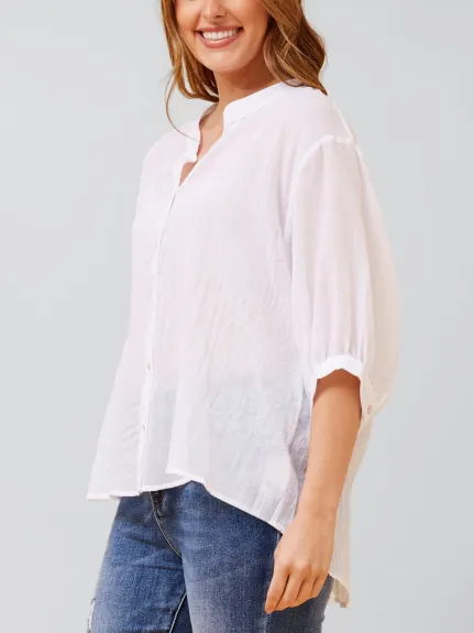 Annick - Roxanne Oversized Semi-Sheer Shirt Blouse Solid