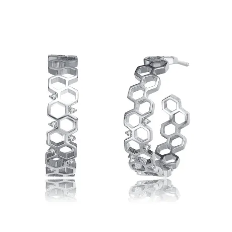 Magnifiques boucles d’oreilles créoles ouvertes avec Zriconia cubique clair