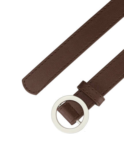 Allegra K- O Ring Metal Buckle Plus Size Thin Nonporous Waist Belt