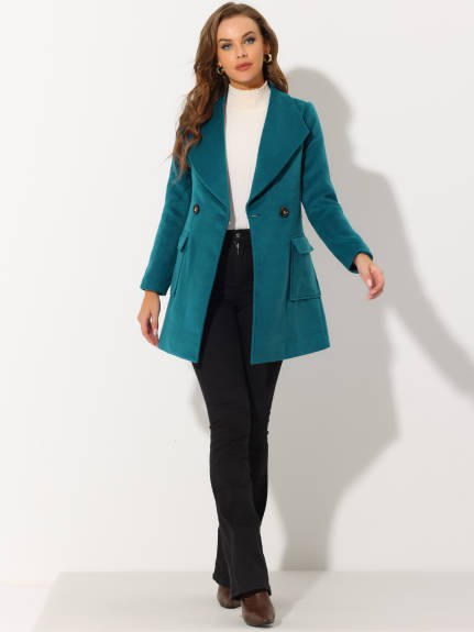 Allegra K- Shawl Collar Lapel Belted Long Trenchcoat