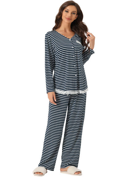 cheibear - Casual Stretchy Modal Pajama Set