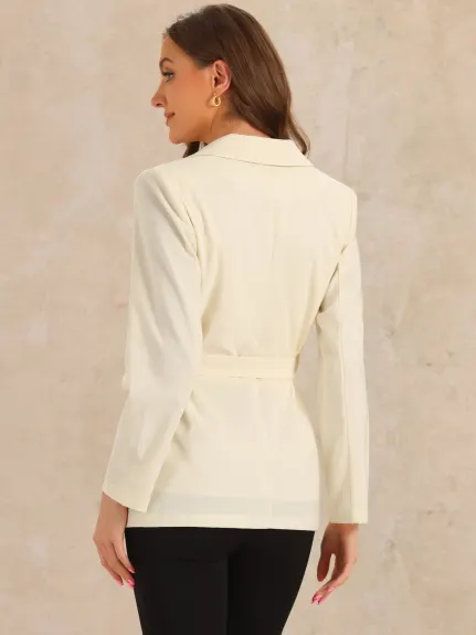 Allegra K - Blazer à col châle avec ceinture