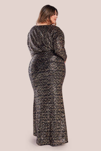 Goddiva  - Sequin Cowl Maxi Dress - plus size