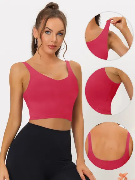 Allegra K- Sports Bra Longline Padded Yoga Tank Top