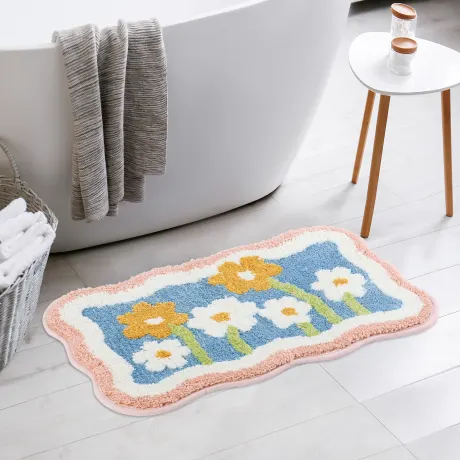 PiccoCasa- Washable Non Slip Extra Thick Quick Dry Bath Rugs 16" x 24"