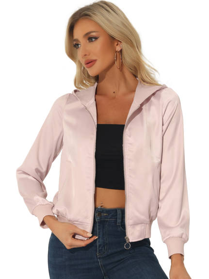 Allegra K- Casual Zipper Front Lightweight Bomber Jacket