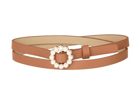 Allegra K- Plus Size Waist Belts Pearl Narrow Leather