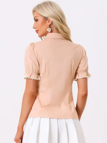 Allegra K- Peter Pan Collar Button Down Shirt