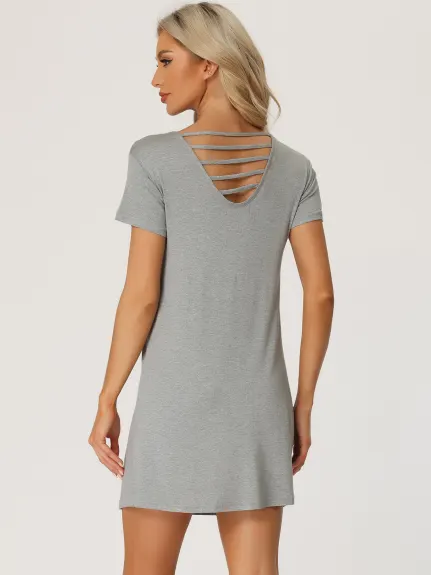 cheibear - Round Neck Basic T-Shirt Nightgown