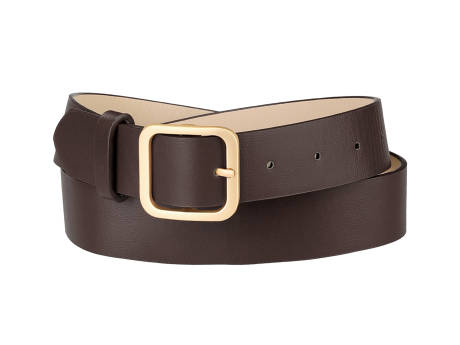 Allegra K- Square Pin Gold Buckle Wide Leather Waist Belt