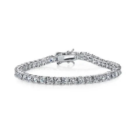 Genevive Sterling Silver with 3mm Coloured Cubic Zirconia Tennis Bracelet