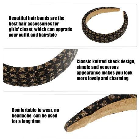 Unique Bargains - Tweed Check Padded Headband