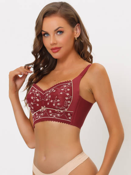 Allegra K- Wirefree U Back Lace Padded Minimizer Bras