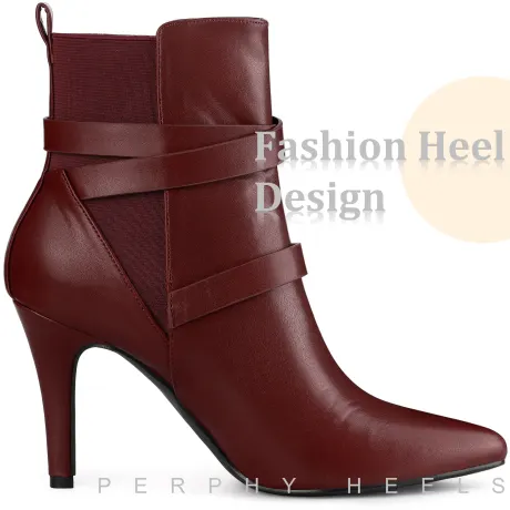 Allegra K- Strappy Stiletto High Heel Ankle Boots