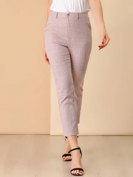 Allegra K- Pantalon taille haute élastique au dos longueur cheville