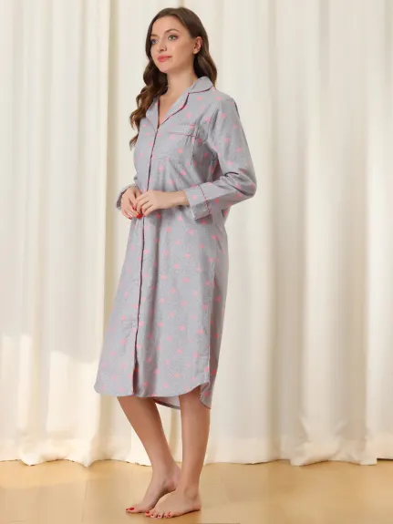 cheibear - Plaid/Heart Printed Lounge Sleepshirt