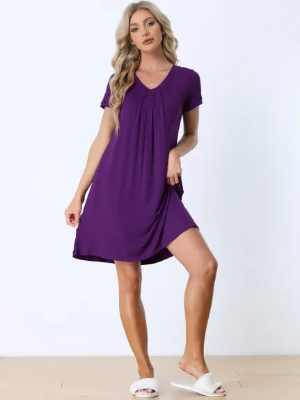 cheibear - Summer V-Neck with Pockets Lounge Nightgown