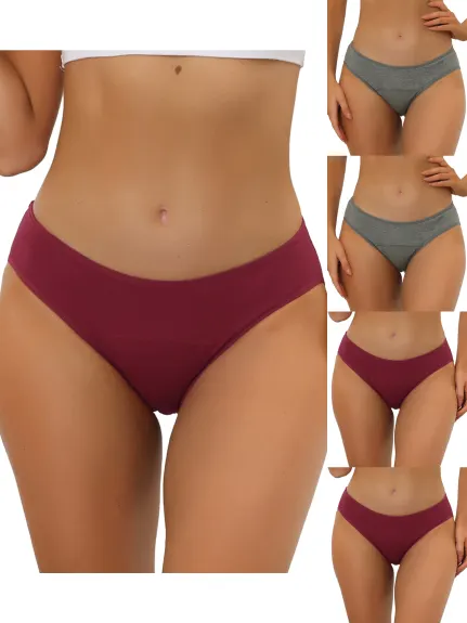 Allegra K- Mid-Rise Hipster Period Underwear Pack, Burgundy