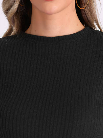 Allegra K - Basic Crewneck Knit Top Sweater