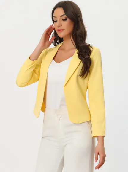 Allegra K- Open Front Crop Suit Blazer Jacket