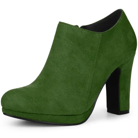 Allegra K - Round Toe Platform Zip-up Ankle Booties