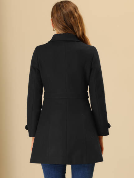 Allegra K- Classic Single Breasted Outwear Overcoat with Pockets