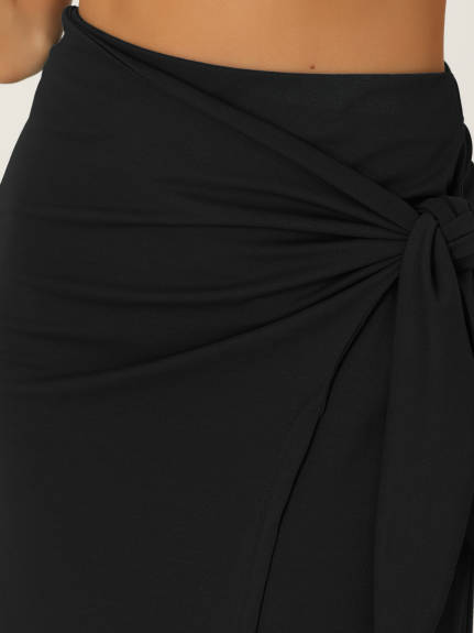 Allegra K- Boho High Waist Beach Tie Waist Wrap Skirt