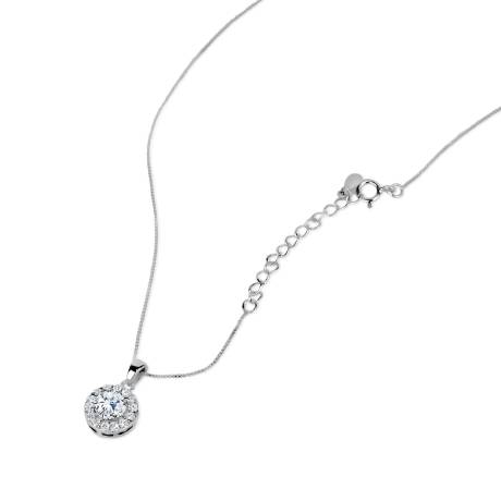 Club Rochelier Ensemble collier et boucles d'oreilles avec pendentif rond en zircone cubique 5A