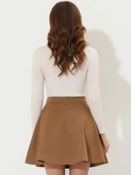 Allegra K- Faux Suede A-line Mini Skirt