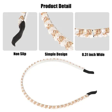 Unique Bargains- 2 Rows Rhinestone Hairband Headband