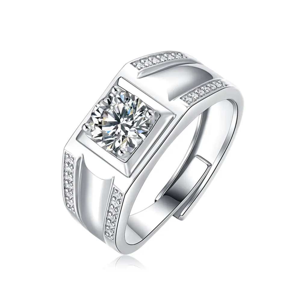 SV Argent Sterling 1ctw Princess Lab Créé Bague Anniversaire Réglable Moissanite