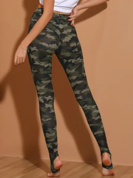 Allegra K - Printed Stretch Sports Casual Leggings