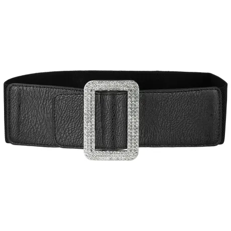 Allegra K- Thick Waist Elastic Rhinestone Buckle Wide Belt