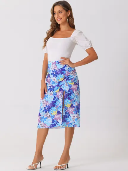 Allegra K- Stretchy Ruched Work Pencil Skirt