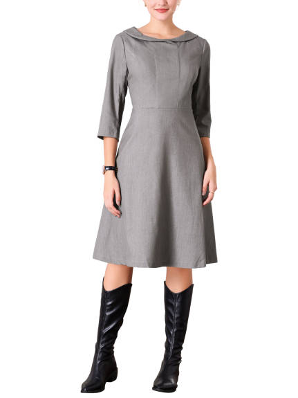 Hobemty - Peter Pan Collar Elegant A Line Dress