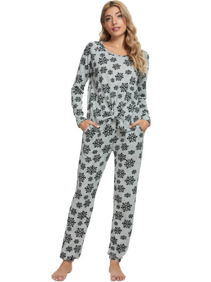 cheibear - Lounge Long Sleeve Nightwear with Pockets