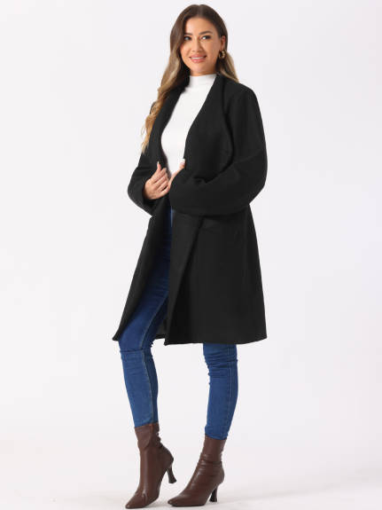 Allegra K - Stand Collar Belted Winter Coat