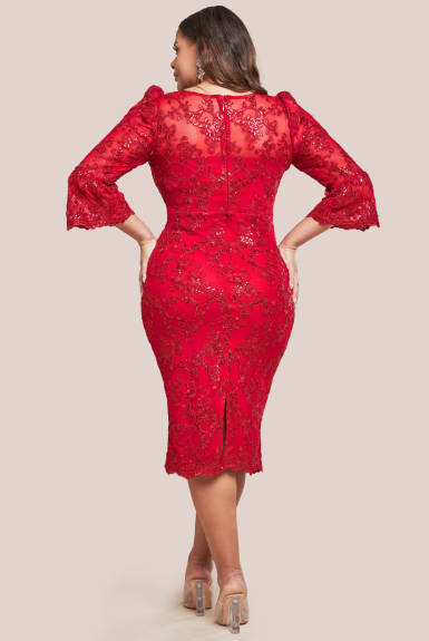 Goddiva - Scallop Lace Midi Dress - Plus size