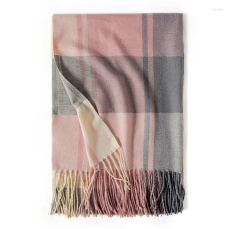 Plaid Fringe Scarf in Blush and Gray - Don't AsK