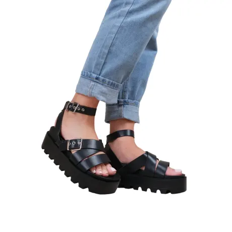 Where's That From - Womens/Ladies Layla Buckle Wide Platform Sandals