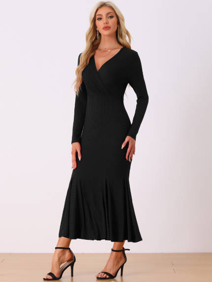 Allegra K - Bodycon Maxi Fishtail Knit Dress