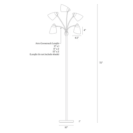 Medusa Led Multi-head Standing Floor Lamp With 10 Interchangeable Shades