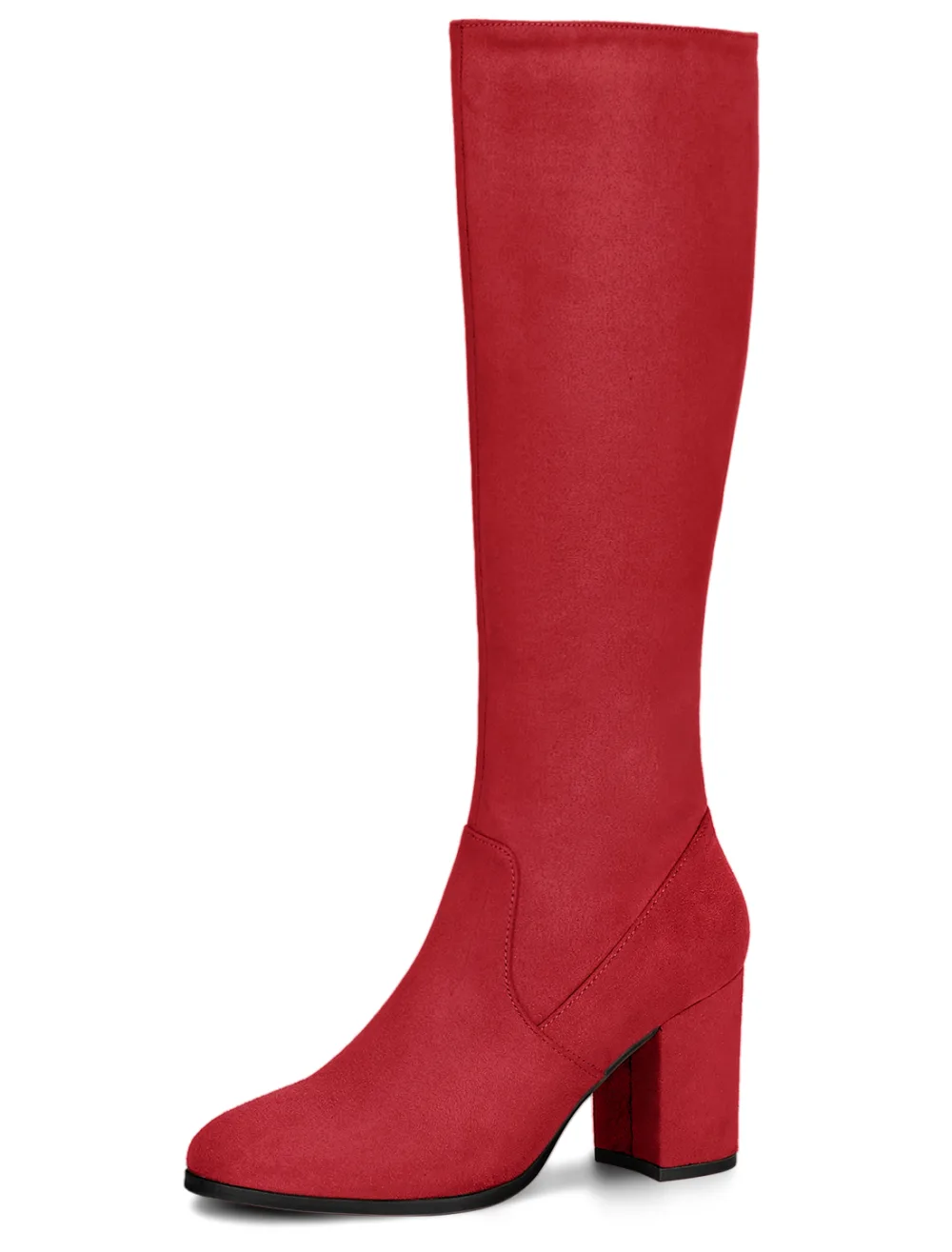 Allegra K- Side Zipper Chunky Heel Knee High Boots