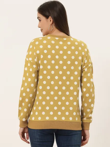 Allegra K- Knitted Pullover Top Polka Dots Sweater