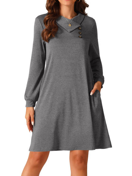 Allegra K - Long Sleeve Cowl Neck Tunic Top Dress