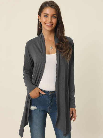 Allegra K- Draped Front Open Cardigan