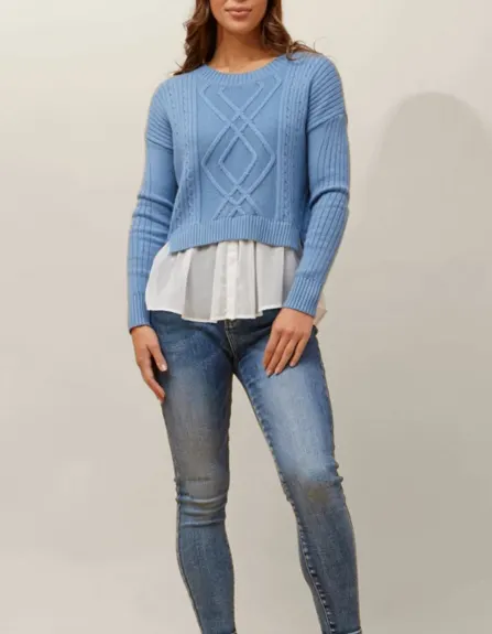 Annick - Ophelia Faux Layered Knit Sweater Shirt Effect