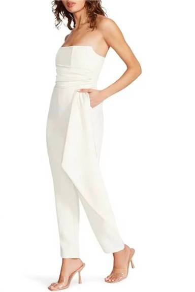 STEVE MADDEN STRAPLESS SASH JUMPSUIT